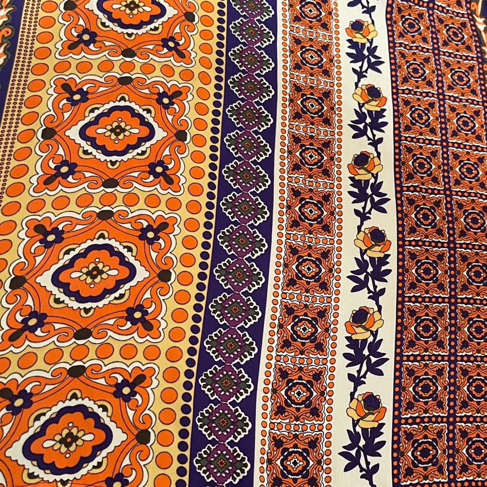 Handcrafted 23”X 35” Patterned Orange Yellow Purple Green Head Wrap/Scarf
